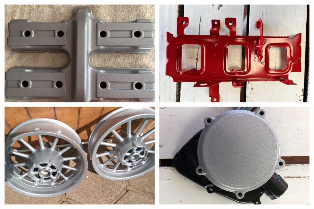 powder coating black satin chrome flame red