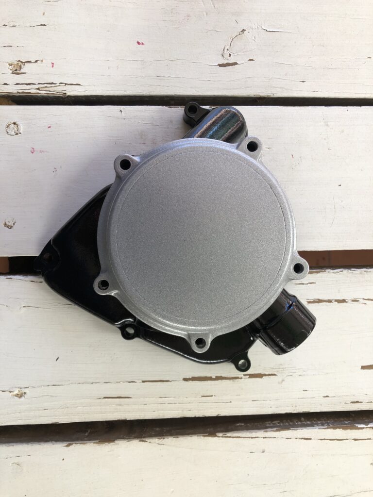 black and satin chrome powder coating