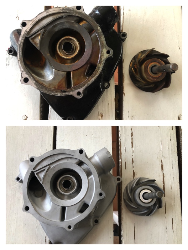 Aluminium Oxide wet blasting - water pump